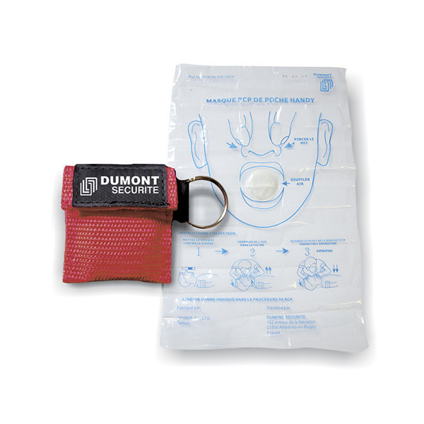 Masque de bouche à bouche avec pochette souple et porte clé