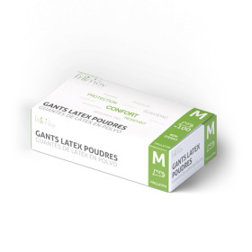 Gants d'examen latex poudrés - M - 7/8 - Boîte de 100