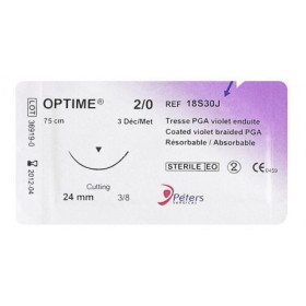 Tresse résorbable Optime® 75cm 3/0 Aig24mm violet