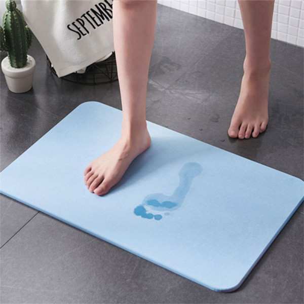 Sortie de bain antidérapante en diatomite - Bleu