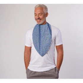 Foulard bavoir coton imprimé bleu TU
