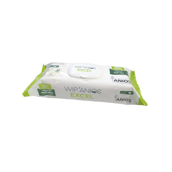 Lingettes détergentes et désinfectantes Wip'Anios Excel - 50 lingettes