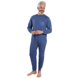 Grenouillère Manches Longues en Interlock Marine - Taille 4