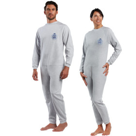 Grenouillère Manches Longues en Interlock Gris Chiné - Taille 2