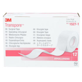 Sparadrap chirurgical 3M™ Transpore™ 9,14 x 2,50 cm.