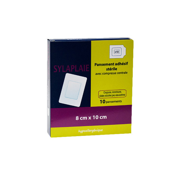 Pansement adhésif stérile avec compresse centrale 10 cm x 8 cm