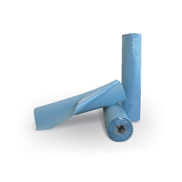 Rouleaux de draps d'examen plastifiés bleus - 50 x 38 cm