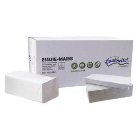 Essuie-mains 2 plis en V blanc cartons de 20