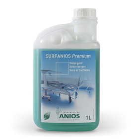 Nettoyant et désinfectant Surfanios Premium (6) Le flacon doseur de 1 litre.