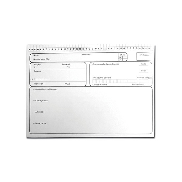 Fiche médicale Stern-Org Dim. : 15,1 x 21 cm.