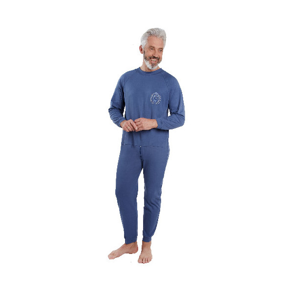 Grenouillère Manches Longues en Interlock Marine - Taille 1
