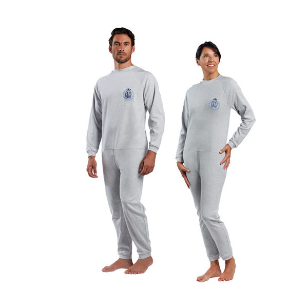 Grenouillère Manches Longues en Interlock Gris Chiné - Taille 2