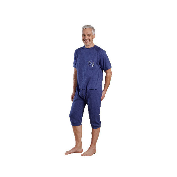 Grenouillère Manches Courtes en Interlock Marine - Taille 2