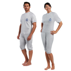 Grenouillère Manches Courtes en Interlock Gris Chiné - Taille 5
