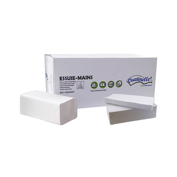 Essuie-mains 2 plis en V blanc cartons de 20