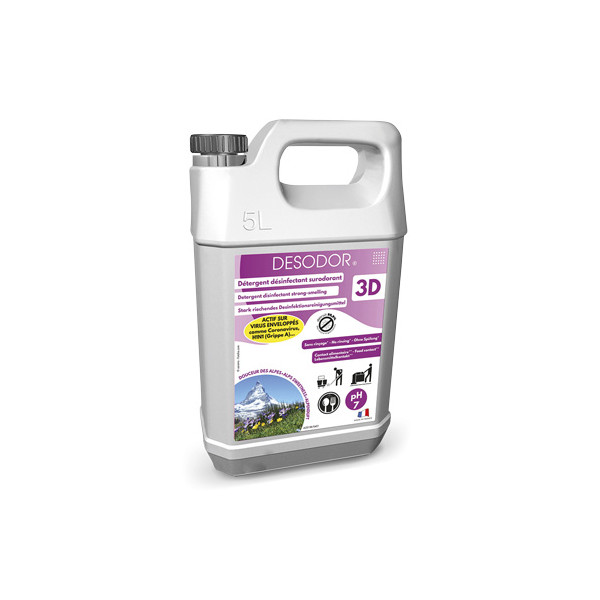Détergent désinfectant surodorant 3D Desodor U2. Bidon de 5 litres. Parfum Douceur des Alpes