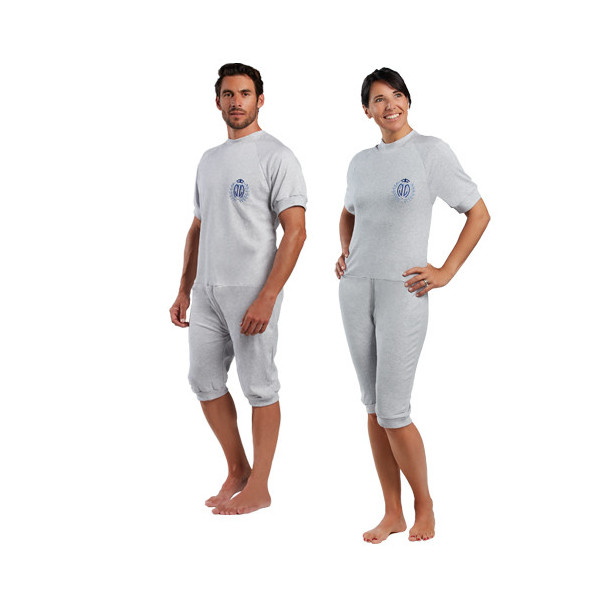 Grenouillère Manches Courtes en Interlock Gris Chiné - Taille 1