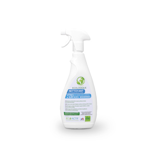 Nettoyant écologique pour vitres et surfaces modernes Le flacon pulvérisateur de 750 ml.