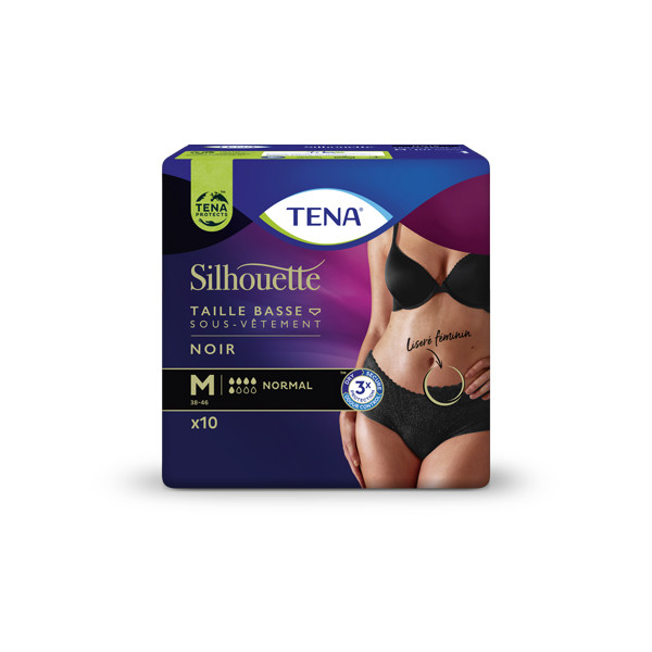 TENA Silhouette - Taille basse Normal Noir - Taille M