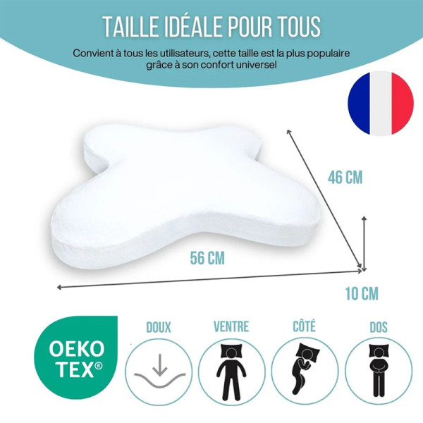 Oreiller papillon plat à mémoire de forme