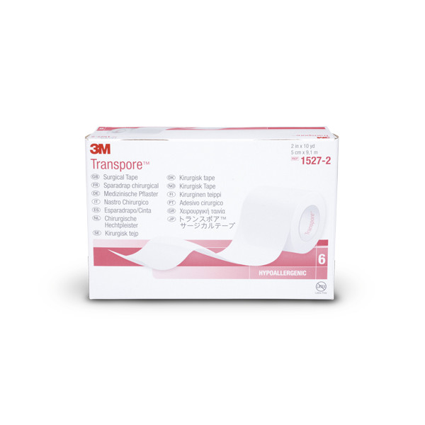 Sparadrap chirurgical 3M™ Transpore™ 5 cm x 9,14 m sans dévidoir