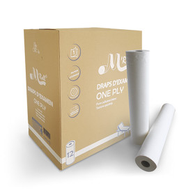 Rouleaux de draps d’examen blancs monocouches gaufrés One Ply - 50 x 35 cm
