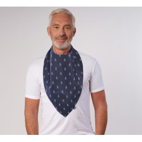 Foulard bavoir coton imprimé marine TU