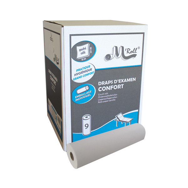 Rouleaux de draps d’examen blancs ouatés gaufrés Confort - 50 x 35 cm