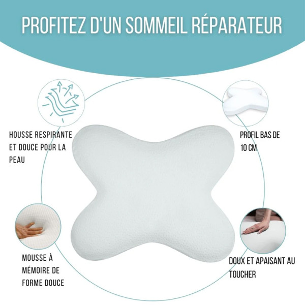 Oreiller papillon plat à mémoire de forme