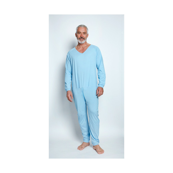 Grenouillère Manches Longues en Jersey Bleu Ciel - Taille 1