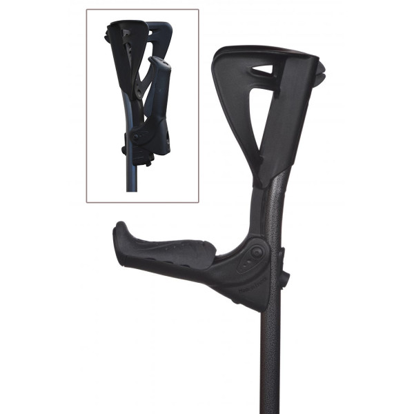 Canne anglaise Ergotech avec appui noir /canne noire