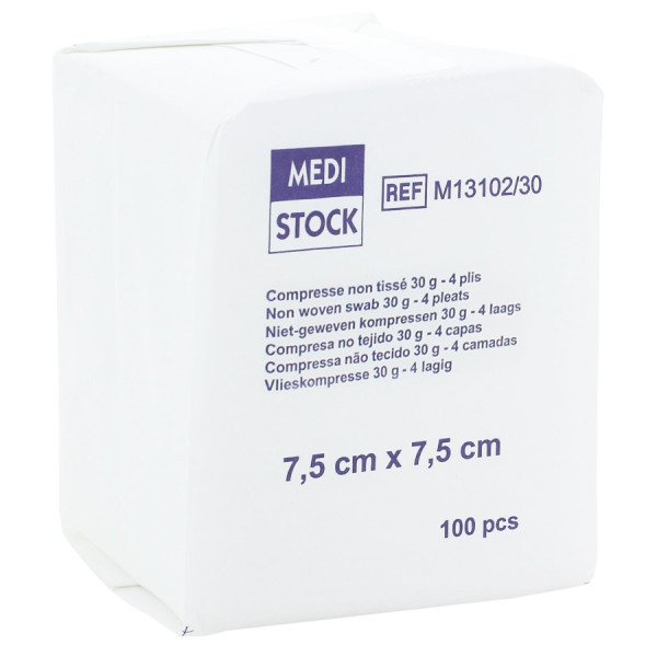 Compresse non tissé non stérile 7,5 cm x 7,5 cm