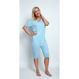 Grenouillère Manches Courtes en Jersey Bleu Ciel - Taille 1