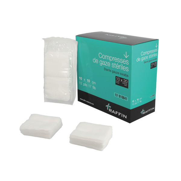 Compresse gaze stérile 10 x 10 cm 12 plis