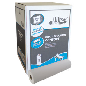 Rouleaux de draps d’examen blancs ouatés gaufrés Confort - 50 x 35 cm