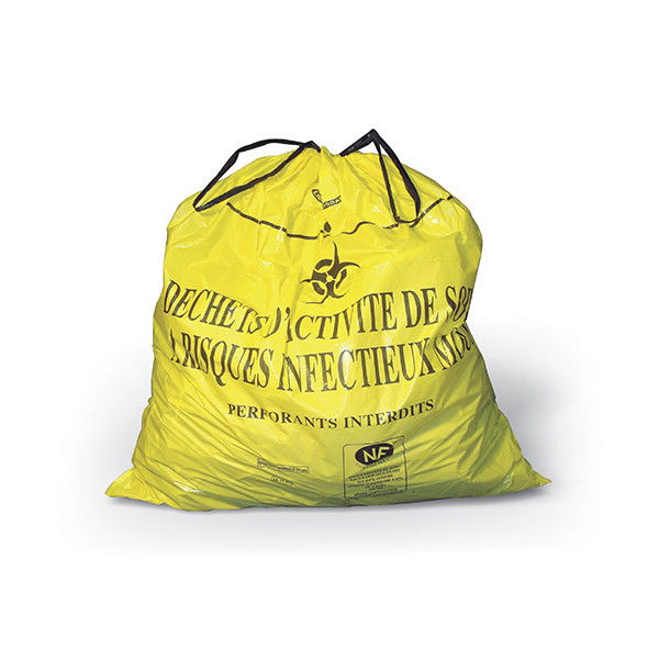 Sac lien coulissant pour Dasri 20 L, 450 x 450 mm, 19 microns - Le carton de 500 sacs