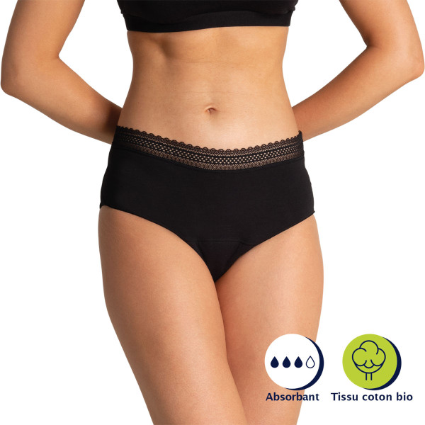 Culotte règles taille haute Noir  T40/42