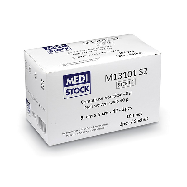COMPRESSES NON TISSEES STERILES - 5 x 5 cm - 4 plis