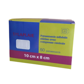 Pansement adhésif stérile avec compresse centrale 10 cm x 8 cm