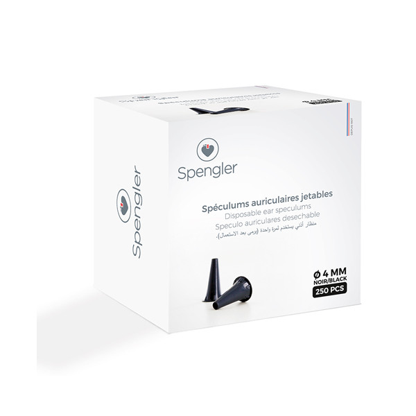 Spéculums auriculaires noir 4 mm adulte