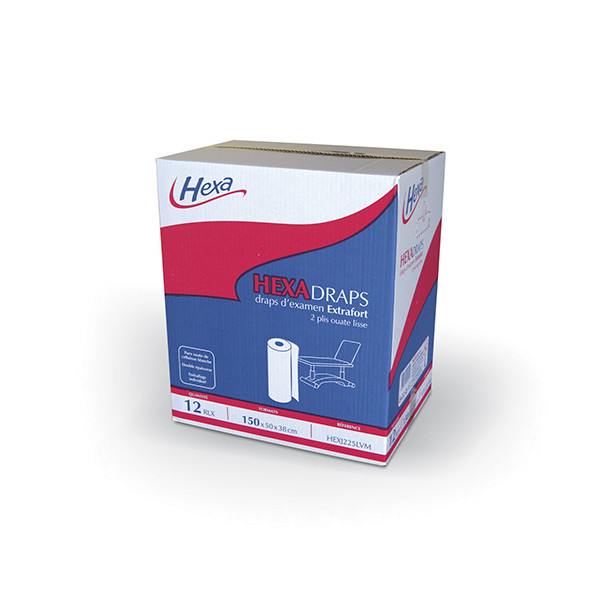 Rouleaux de draps d'examen Extrafort Hexadraps - 50 x 38 cm