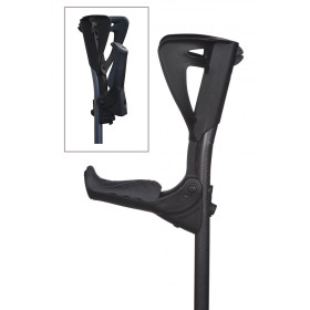 Canne anglaise Ergotech avec appui noir /canne noire