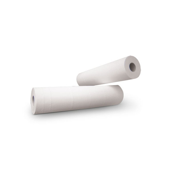 Rouleaux de draps d'examen blancs lisses - 50 x 38 cm