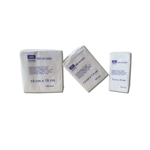 Compresse gaze stérile 17 fils - 8 plis - 10 cm x 10cm