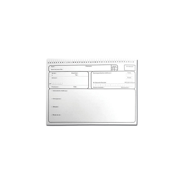 Fiche médicale Stern-Org Suites de fiches Stern-Org grand modèle. Dim. : 14,9 x 21 cm.