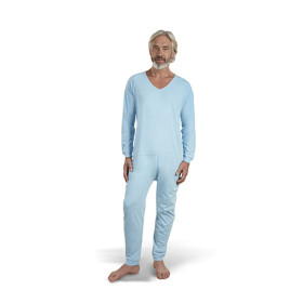 Grenouillère Manches Longues en Jersey Bleu Ciel - Taille 1