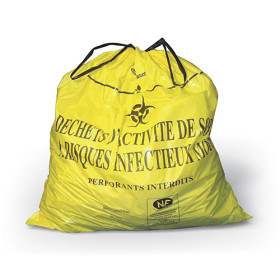 Sac lien coulissant pour Dasri 20 L, 450 x 450 mm, 19 microns - Le carton de 500 sacs