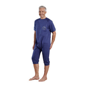 Grenouillère Manches Courtes en Interlock Marine - Taille 5