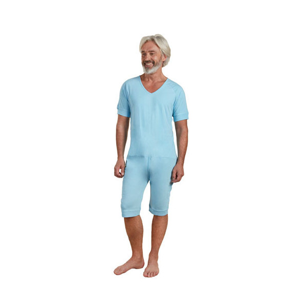 Grenouillère Manches Courtes en Jersey Bleu Ciel - Taille 2