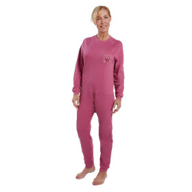 Grenouillère Manches Longues en Interlock Bois de Rose - Taille 4